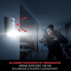 Kyf Kit Alarme autonome détection de mouvement Eclairage alerte intégré détecteur ouverture x3 et télécommande x2
