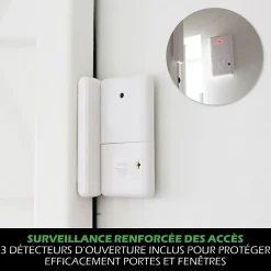 Kyf Alarme Sans Fil-Kit Alarme autonome détection de mouvement Eclairage alerte détecteur ouverture et télécommande