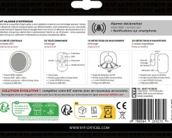 Kyf Alarme Sans Fil-Kit Alarme Etendu Évolutif 868 Mhz connecté Wifi 2,4Ghz avec Sirène 90dB Flash LED intégré (9 zones détectées)