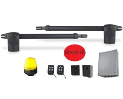 Proteco KIT- Automatisme de portail a battants - moteur 24V - AVEC batt. secours - systeme a verins - 250Kg - MYASTER 24 by - 1502