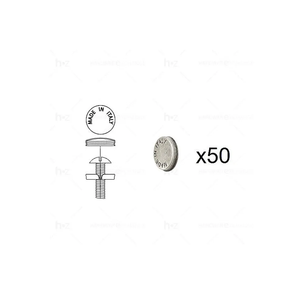 Hardwarexchange 1 Kit composés de 50 cache-vis argent vieilli Lot de 25