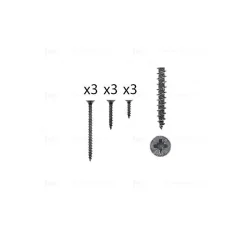 Hardwarexchange 1 kit composés de 3 vis 35x16  + 3 vis 4x25  + 3 vis 4x50  Fer noir vintage, Lot de 6