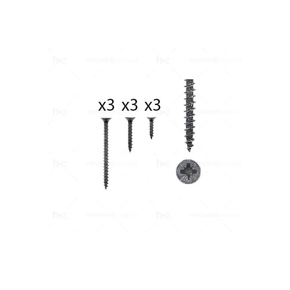 Hardwarexchange 1 kit composés de 3 vis 35x16 + 3 vis 4x25 + 3 vis 4x50 Fer noir vintage, Lot de 6