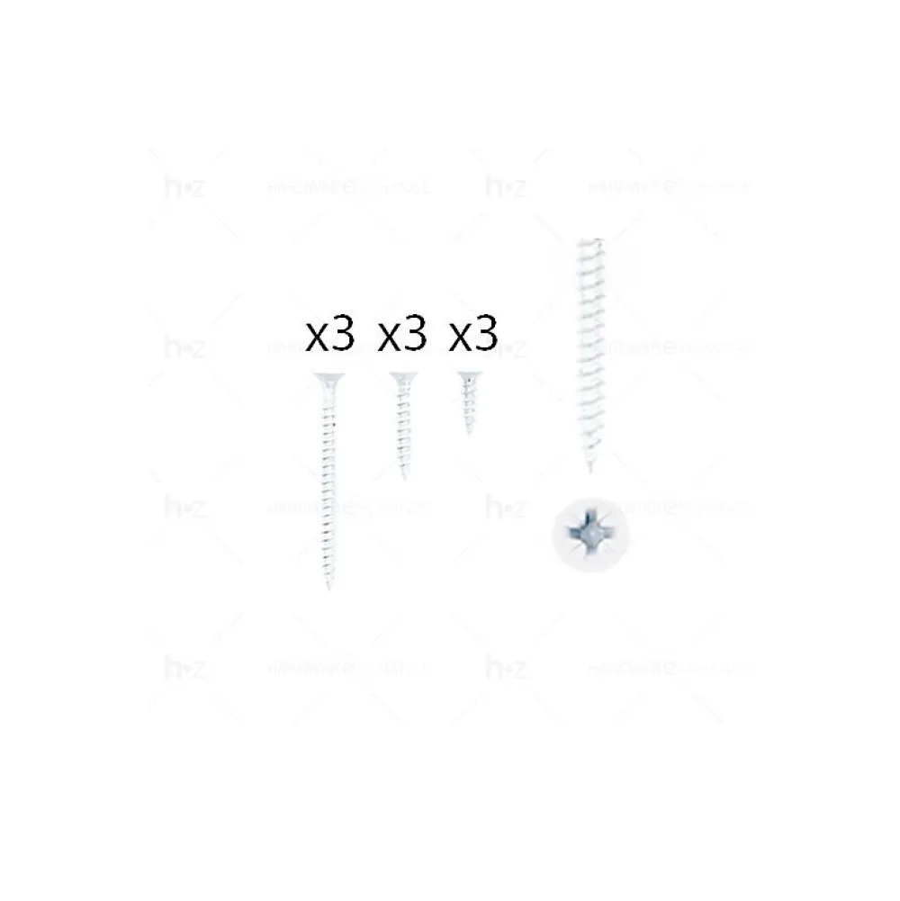 Hardwarexchange 1 kit composés de 3 vis 35x16 + 3 vis 4x25 + 3 vis 4x50 Vernis blanc mat