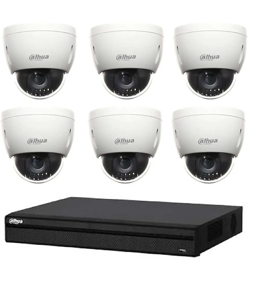 Dahua Caméra De Surveillance-Kit de Vidéosurveillance DVR HCVR8208AS3 et 6 Mini Caméras Dôme HDCVI PTZDHSD42212IHC