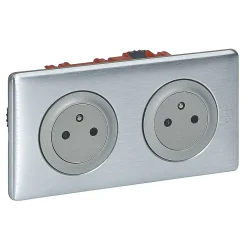 Legrand Prise Encastrable-Kit double prises avec terre Pré-câblées Céliane aluminium