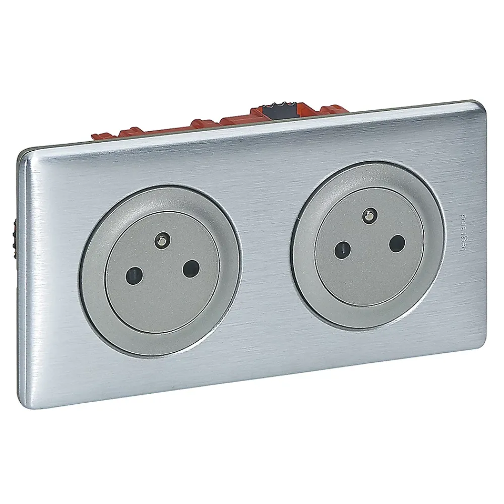 Legrand Prise Encastrable-Kit double prises avec terre Pré-câblées Céliane aluminium