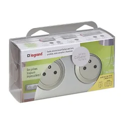 Legrand Prise Encastrable-Kit double prises avec terre Pré-câblées Céliane aluminium