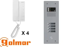 Golmar Kit interphone avec 4 combinés Collectif