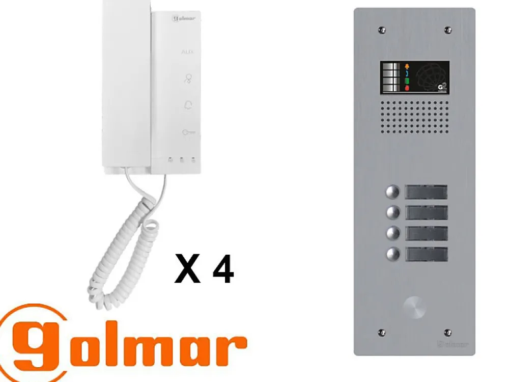 Golmar Kit interphone avec 4 combinés Collectif
