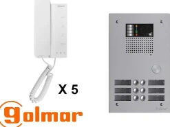 Golmar Kit interphone avec 5 combinés Collectif