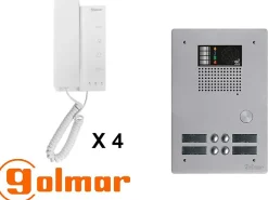Golmar Kit interphone avec 4 combinés Collectif