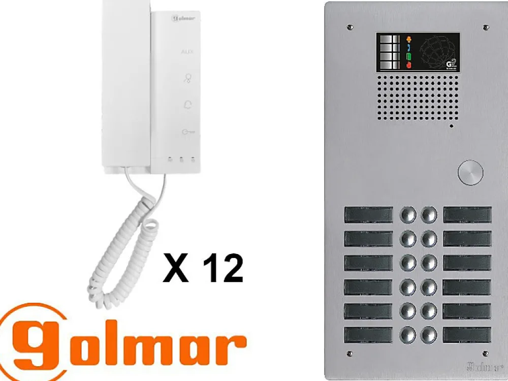 Golmar Interphone-Kit interphone avec 12 combinés Collectif