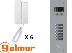Golmar Kit interphone avec 6 combinés Collectif