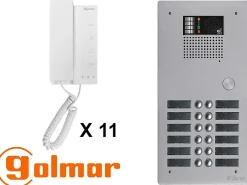 Golmar Kit interphone avec 11 combinés Collectif