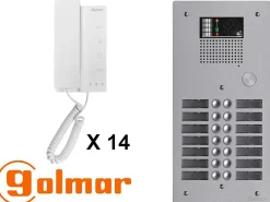 Golmar Interphone-Kit interphone avec 14 combinés Collectif