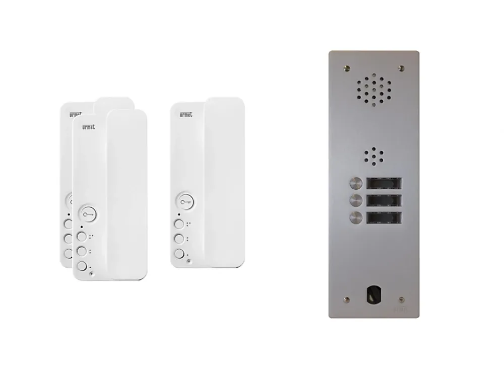 Urmet Kit interphone 1 rangée avec 3 combinés Collectif