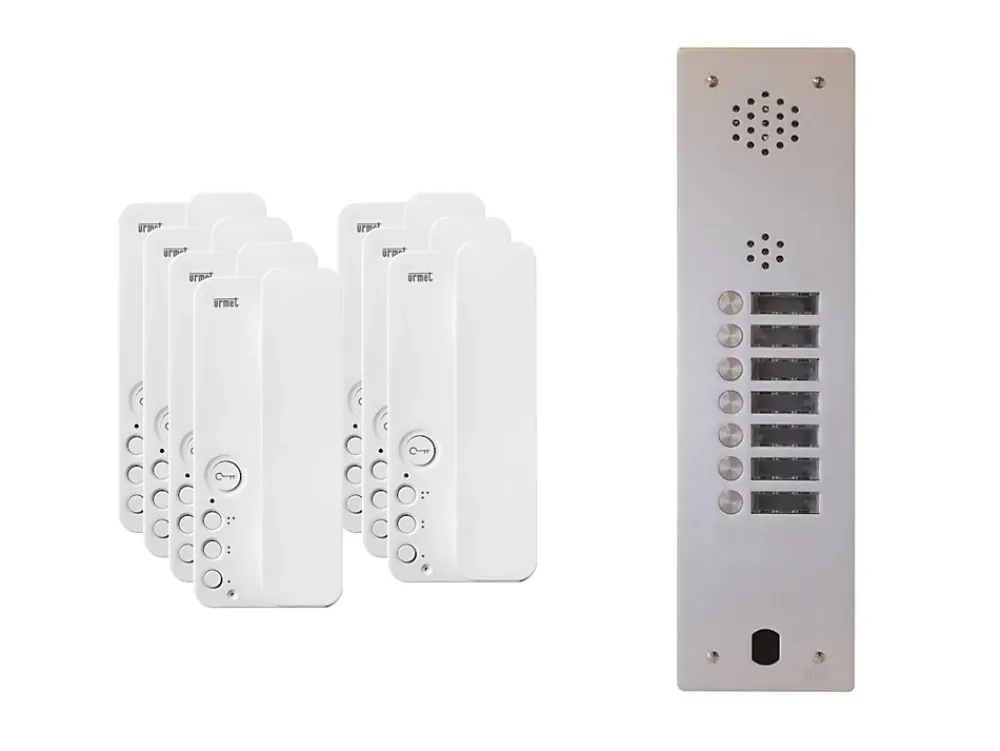 Urmet Kit interphone 1 rangée avec 7 combinés Collectif