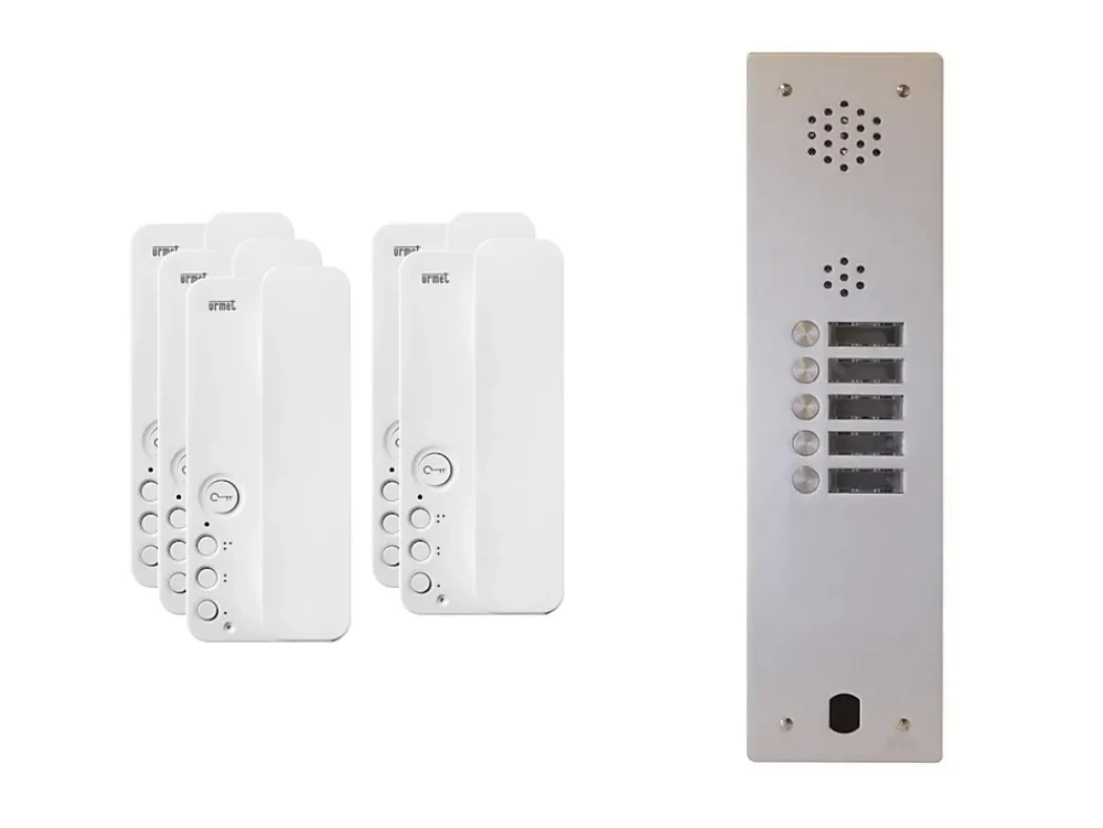 Urmet Kit interphone 1 rangée avec 5 combinés Collectif