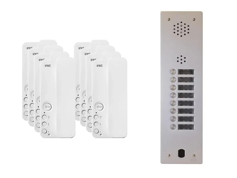 Urmet Kit interphone 1 rangée avec 8 combinés Collectif