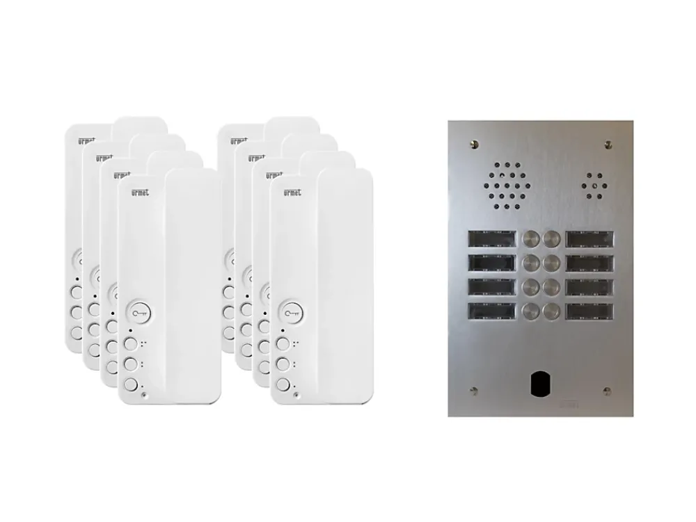Urmet Interphone-Kit interphone 2 rangées avec 8 combinés Collectif