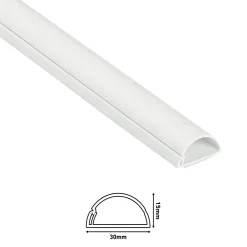 D-Line Moulure, Goulotte Et Plinthe-Kit moulure semi-circulaire 30 x 15 mm blanc avec accessoires, lot de 3