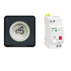 Schneider Electric Borne Recharge Voiture Électrique-Kit Mureva Styl - Protection + Prise courant 2 pôle+terre renforcée VE IP55 IK08 Gris