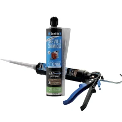 Scell-It Cheville Scellement Chimique-Kit 1 pistolet professionnel + 2 cartouches de scellement chimique polyester 280 ML