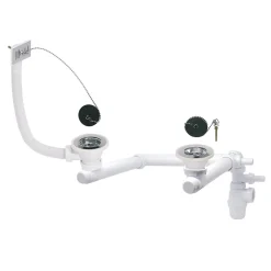 Wirquin Evacuation D'Évier|Siphon Pour Évier-Kit pour évier avec siphon réglable blanc 60mm, bouchon et trop-plein