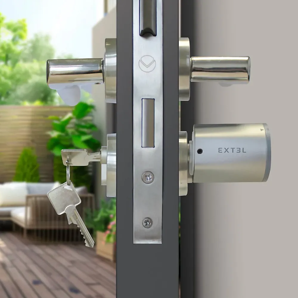 Extel Kit Serrure Connectée Lock + cylindre 30/35 mm + clavier sans fil + 2 badges supplémentaires