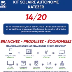 Keli France Panneau Solaire Plug And Play-Kit Solaire KATEZER Connecté 840W - Prêt à Brancher - PV Bifacial - Installation Facile - Suivi Direct - Pose : Sol, Mur, Balcon