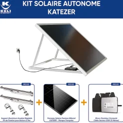 Keli France Kit Solaire KATEZER Connecté W - Prêt à Brancher - PV Bifacial - Installation Facile - Suivi Direct - Pose : Sol, Mur, Balcon