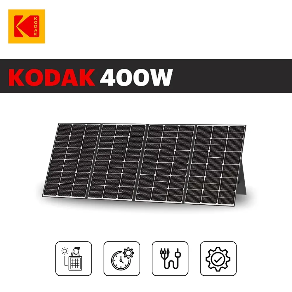 Kodak Kit Station d'Énergie Portable S2400 + Panneau Solaire 400W - Batterie 2047Wh - Micro-onduleur 800W - Maison, Camping..