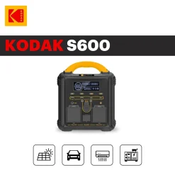 Kodak Kit Station d'Énergie Portable S600 + Panneau Solaire 120W - Batterie 551Wh - Multiports - Idéal pour Camping, Urgences