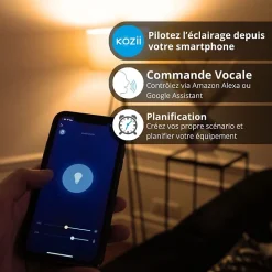 Kozii Commande De L'Éclairage-- Pack de 2 Ampoules LED connectées A60, culot E27, RVB avec télécommande connectée - KPACK2EE806GRVBCCT
