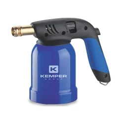Kemper Lampe a souder Coque Acier Allumage piezo + 4 Cartouches de gaz 190gr STOP GAZ Perçables