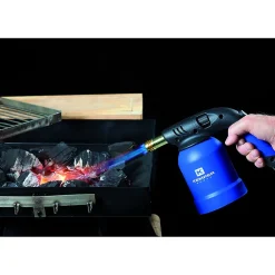 Kemper Lampe a souder Coque Acier Allumage piezo + 6 Cartouches de gaz 190gr STOP GAZ Perçables