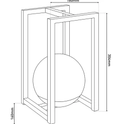 Näve Baladeuse-Lampe décoration LED KALI balcon terrasse table métal plastique noir LED fixes 30x16x16cm