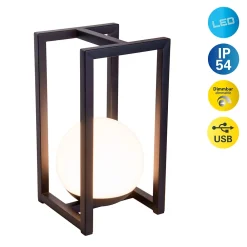 Näve Baladeuse-Lampe décoration LED KALI balcon terrasse table métal plastique noir LED fixes 30x16x16cm
