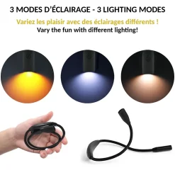 Fishtec Lampe de lecture de cou rechargeable 3 couleurs de lumière