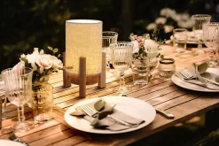 Näve Lampe de table à accu MATILDA H 32cm beige naturel LED intégrée intensité variable capteur tactile