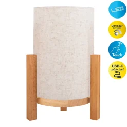 Näve Lampe de table à accu MATILDA H 32cm beige naturel LED intégrée intensité variable capteur tactile