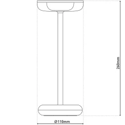 Näve Baladeuse-Lampe de table à accu PASI intérieur extérieur métal plastique noir intensité variable tactile fonction mémoire hauteur 26cm