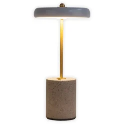 Näve Lampe de table à accu 'SETA' grise 30 cm de haut en métal et béton, avec LED fixe