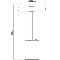 Näve Lampe de table à accu 'SETA' grise 30 cm de haut en métal et béton, avec LED fixe