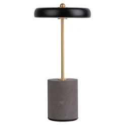 Näve Lampe de table à accu 'SETA' noire hauteur 30 cm en métal et béton, avec LED fixe