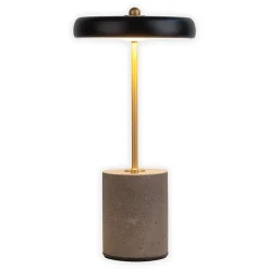 Näve Lampe de table à accu 'SETA' noire hauteur 30 cm en métal et béton, avec LED fixe