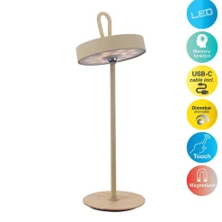 Näve Baladeuse-Lampe de table LED à accu magnétique pour l'extérieur et l'intérieur, en métal et plastique en givre , hauteur 36 cm