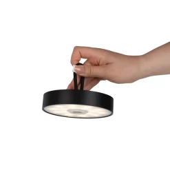 Näve Baladeuse-Lampe de table LED à accu magnétique pour l'extérieur et l'intérieur, en métal et plastique noir, hauteur 36 cm