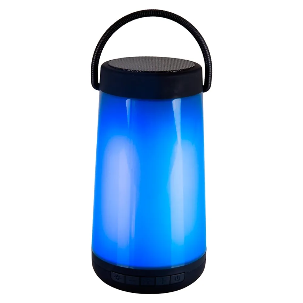 Näve Lampe de table LED avec haut-parleur BT 'FESTA' pour l'extérieur en plastique noir avec LED intégrées, hauteur 18 cm